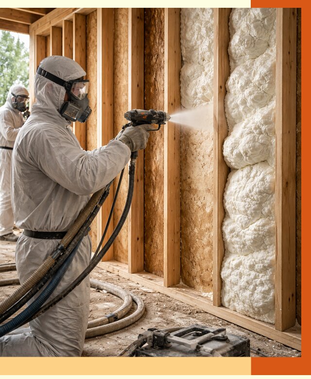 Утепление каркасного дома ППУ в чайковском от 2834 руб./м2 — работа под ключ | ТепломастерЧкв