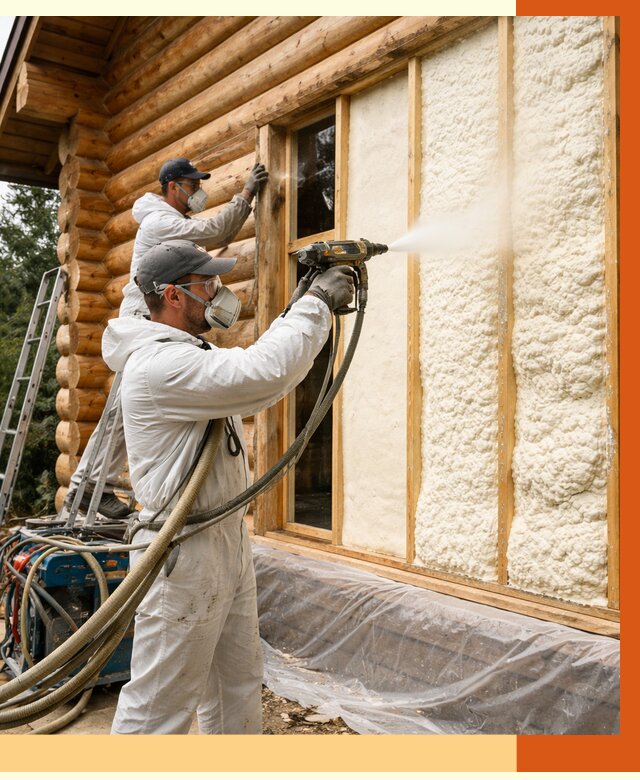 Утепление деревянного дома ППУ в чайковском от 4251 руб/м2 | ТепломастерЧкв — под ключ