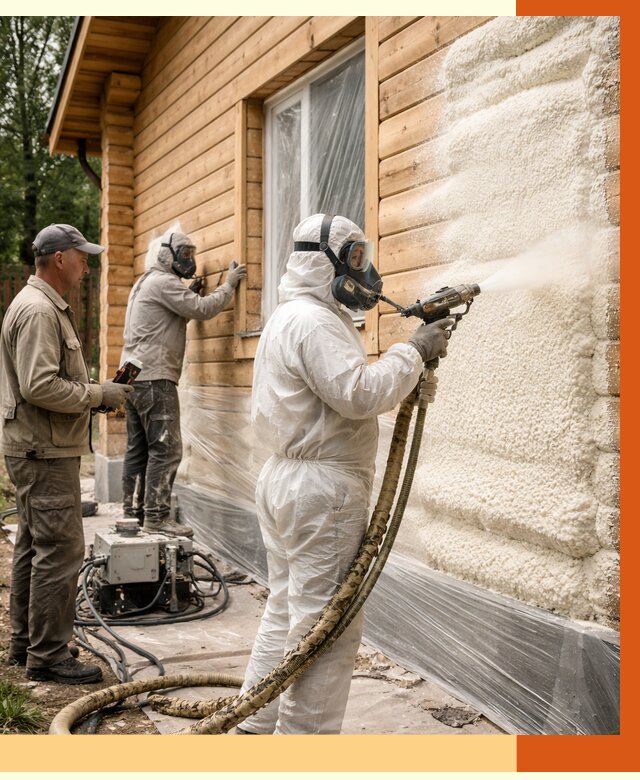 Утепление дома из бруса ППУ в чайковском от 3897 руб/м2 под ключ | ТепломастерЧкв