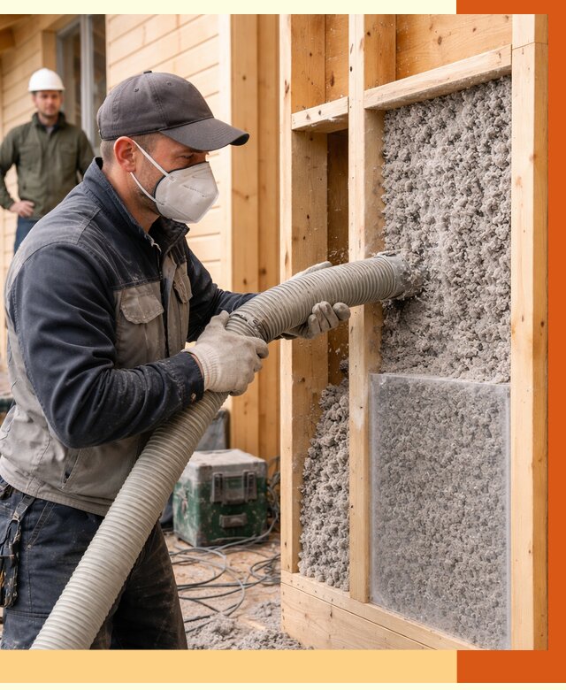 Утепление дома из бруса эковатой в чайковском от 1872 руб/м2 | ТепломастерЧкв