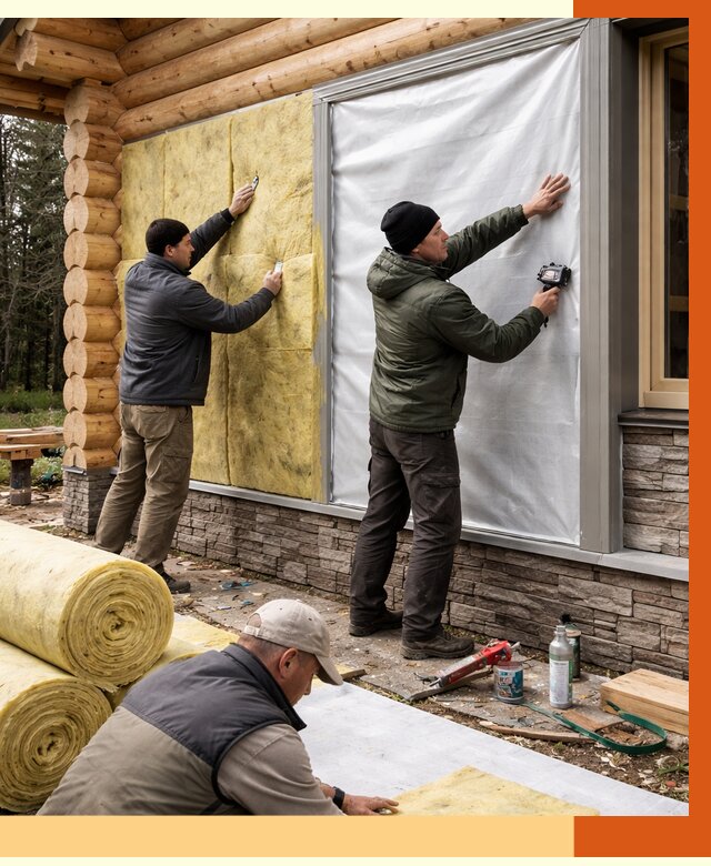 Утепление бревенчатого дома в чайковском от 7743 руб/м2 — заказать под ключ | ТепломастерЧкв