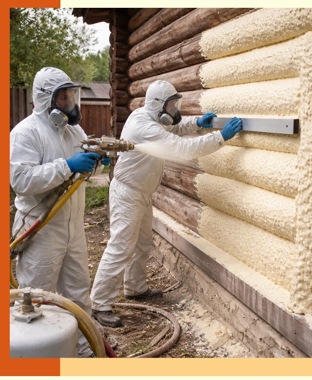 Утепление бревенчатого дома ППУ в чайковском эффективной изоляцией