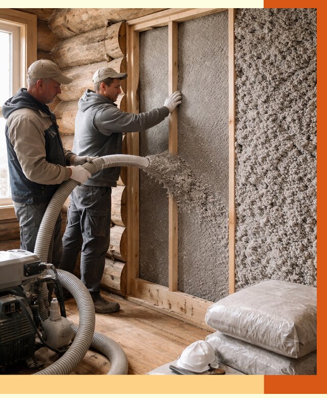 Утепление бревенчатого дома эковатой в чайковском от 2783 руб. | ТепломастерЧкв