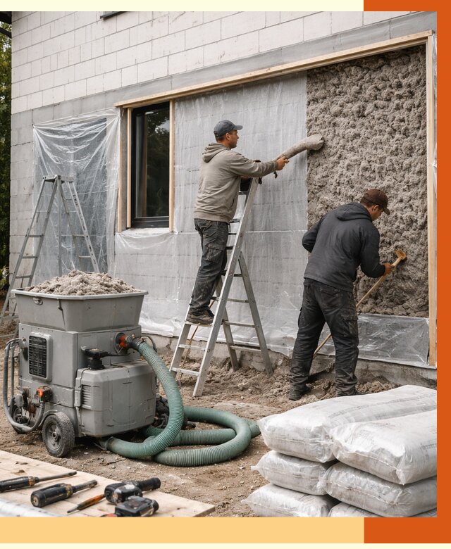 Утепление дома из газобетона эковатой в чайковском от 4554 руб./м2 | ТепломастерЧкв