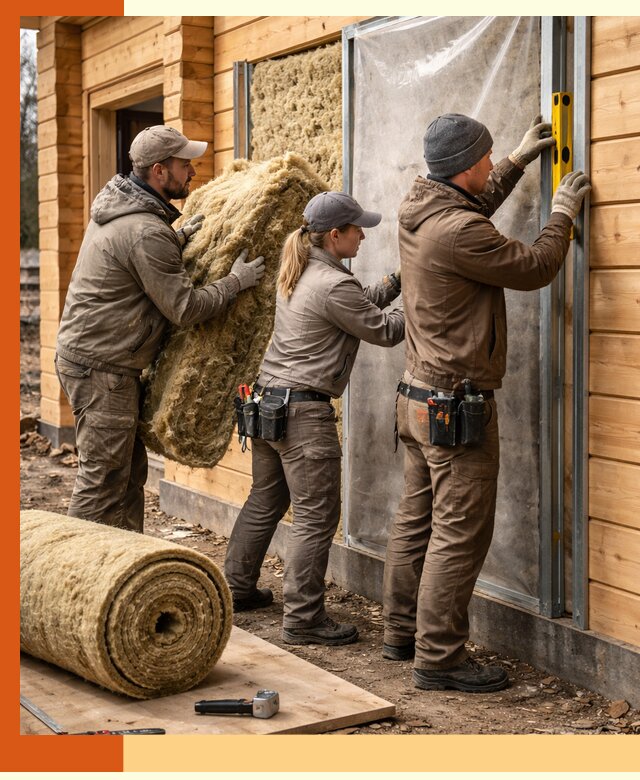 Утепление дома из двойного бруса в чайковском качественно и надёжно