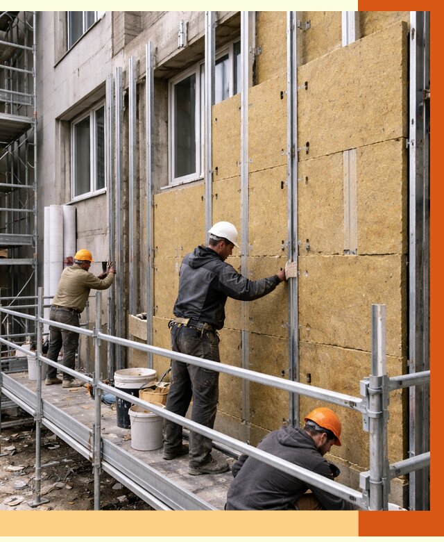 Утепление вентилируемого фасада в чайковском от 5668 руб/м2 — монтаж и утепление вентфасад | ТепломастерЧкв