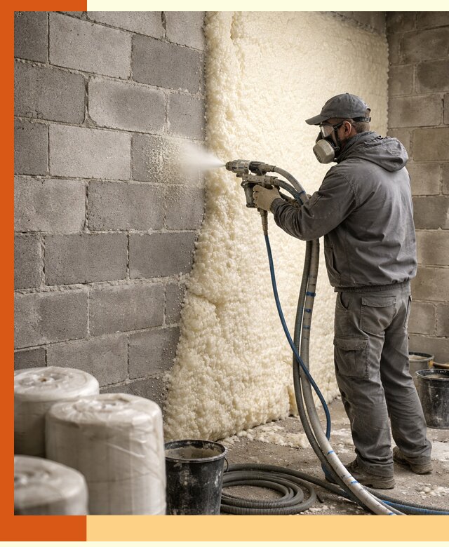 Утепление блочной стены ППУ в чайковском качественно и надёжно