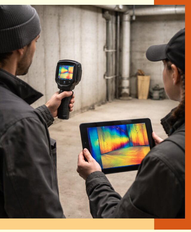 Тепловизионное обследование подвала в чайковском от 4554 руб. — проверка гидроизоляции | ТепломастерЧкв