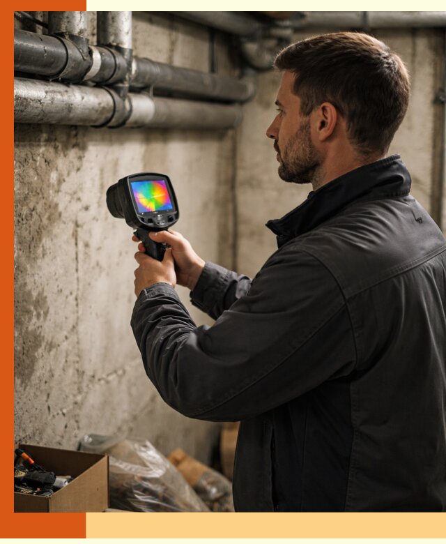 Тепловизионное обследование подвала в чайковском для поиска утечек тепла