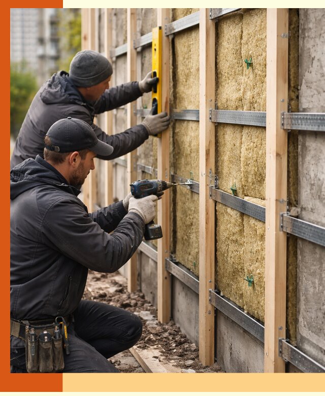 Монтаж обрешетки под утепление зданий и квартир в чайковском